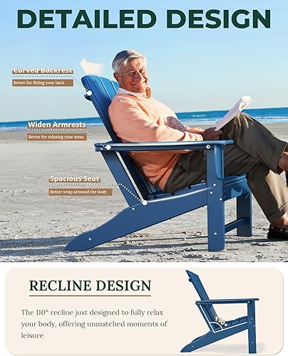 Miniatura 5 de BRIOPAWS Adirondack - Juego de 2 sillas para hoguera, de gran tamaño, plástico HDPE, resistente a la intemperie, para terraza, exterior, piscina,