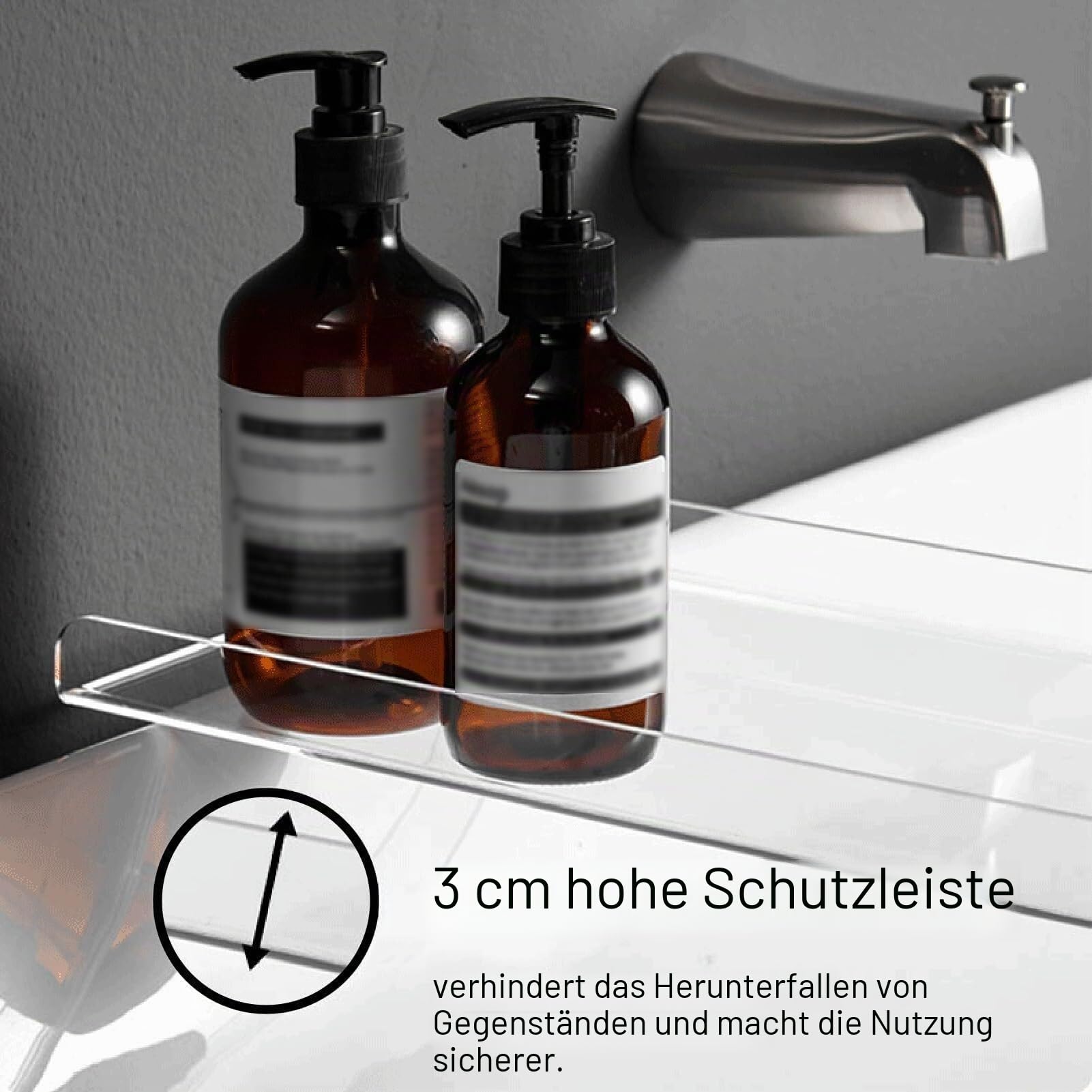Acryl-Badewanne, durchsichtige Badewannenablage, Tisch zur Aufbewahrung von Seifen, Telefonen, Handtüchern, Kerzen(Transparent,70cm (27 1/2)
