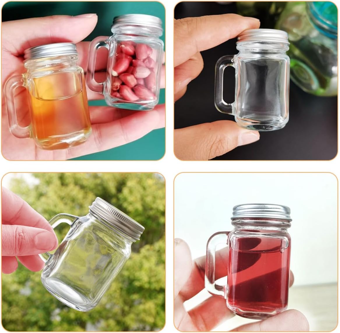 Portable Glass Perfume Bottles Reusable Essential Oil Bottles 60ml 16pcs with Aluminum Caps, Unique Appearance and Beautiful Design for Valentine's Day or Christmas Travel