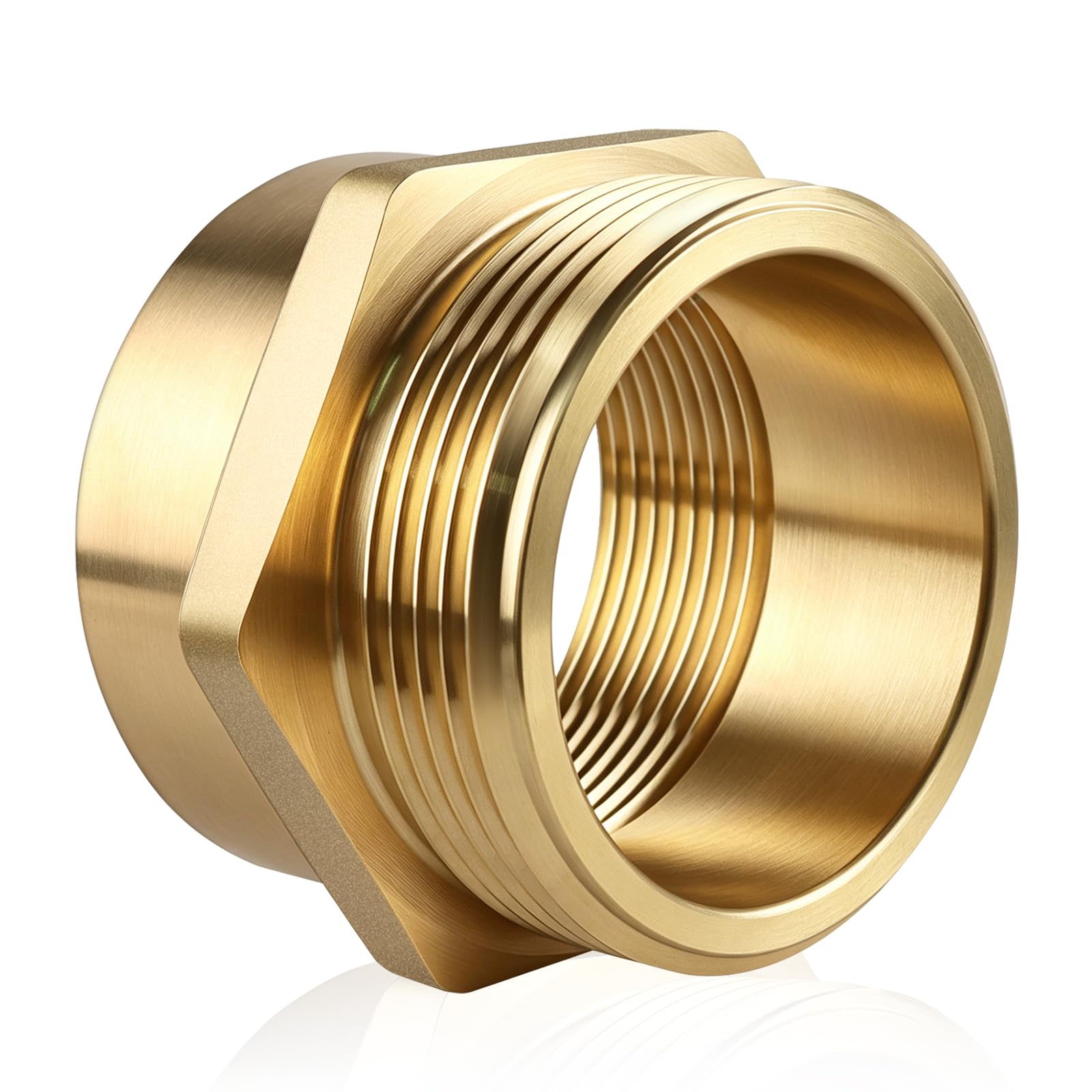 Heavy Duty Brass Fire Hose Adapter, 2-1/2" NPT Female to 2-1/2" NST Male