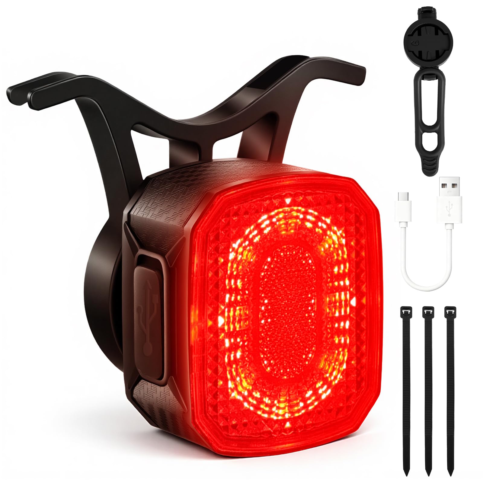 Ainiv Luci Posteriori per Bici, USB Ricaricabile, Rilevamento dei Freni, Supporti a Sgancio Rapido per Sella & Reggisella, ON/off Automatico per Bici da Strada e Mountain Bike