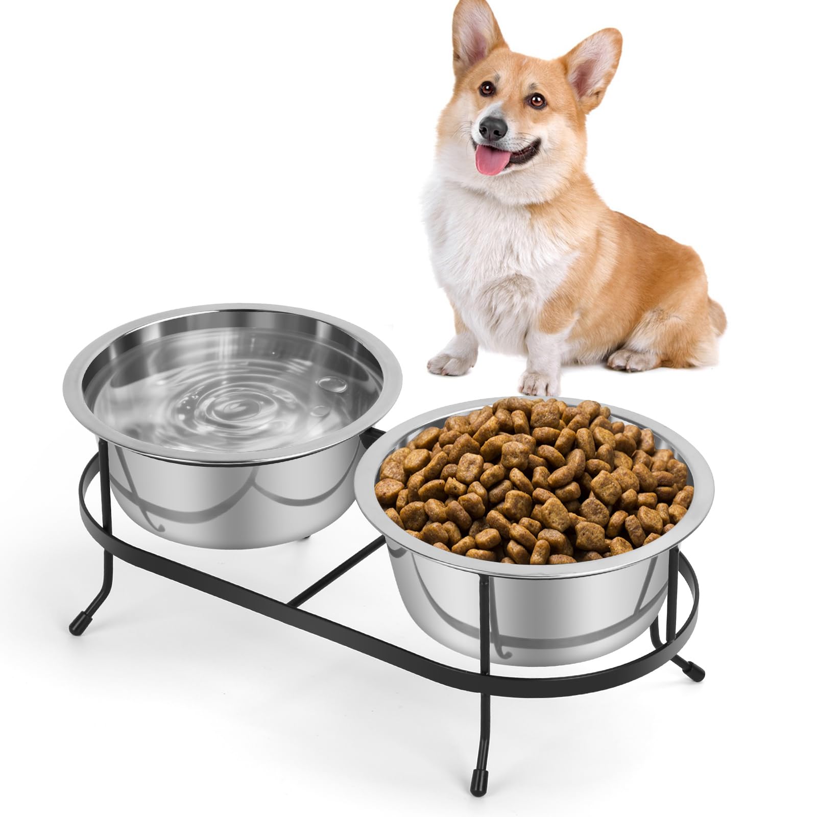 Gamelles surélevées en acier inoxydable inclinables pour chien et chat avec support de nourriture