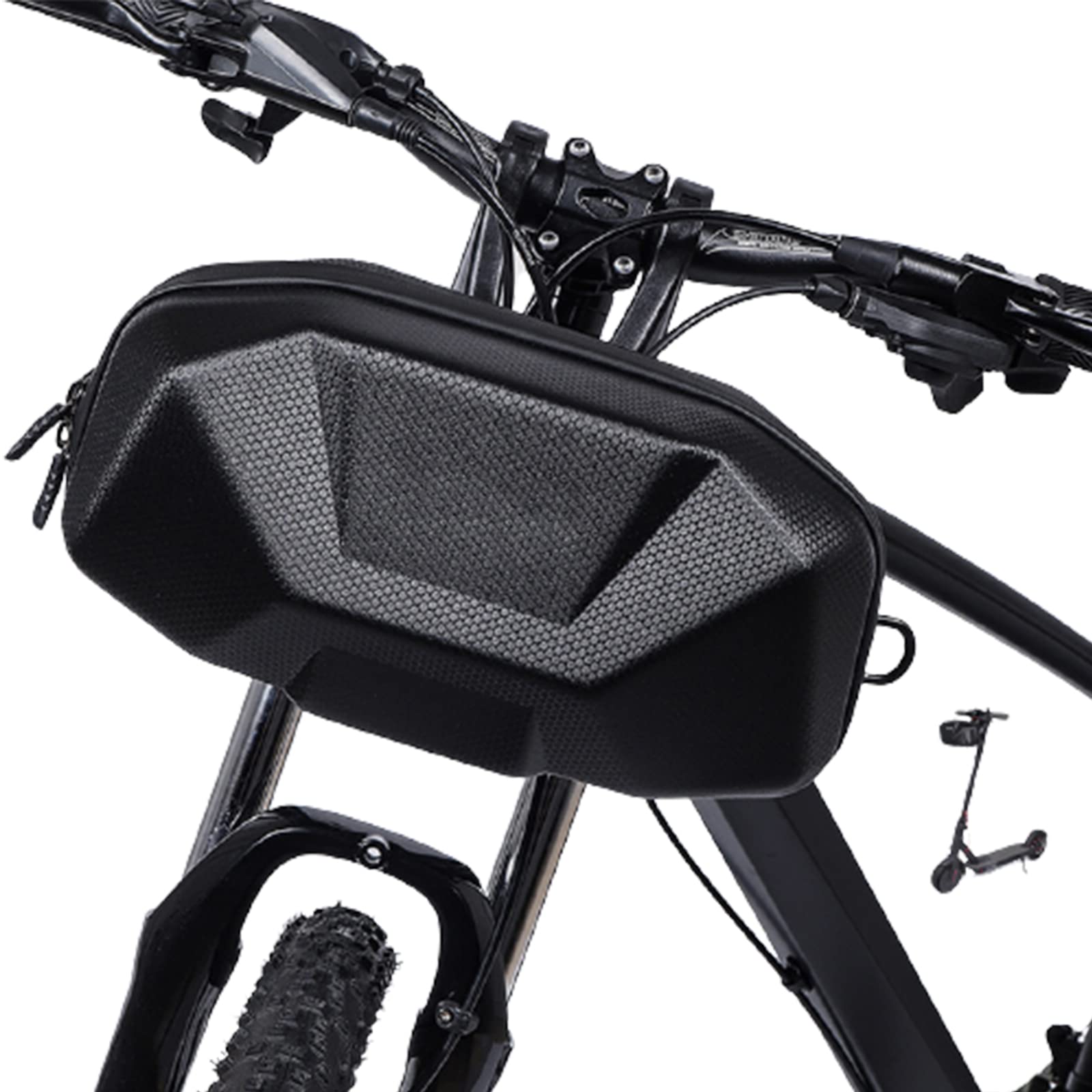 WHYUNM26 Bike Handlebar Bag Bicycle Front Frame Folding Handlebar Storage Bag EVA Hard Shell Electric Scooter Bag with Shoulder Strap