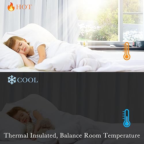 Vista 46 de PONY DANCE Cortinas decorativas para niñas, cortinas decorativas para niños, cortina de doble capa con volantes, superposición para oscurecer