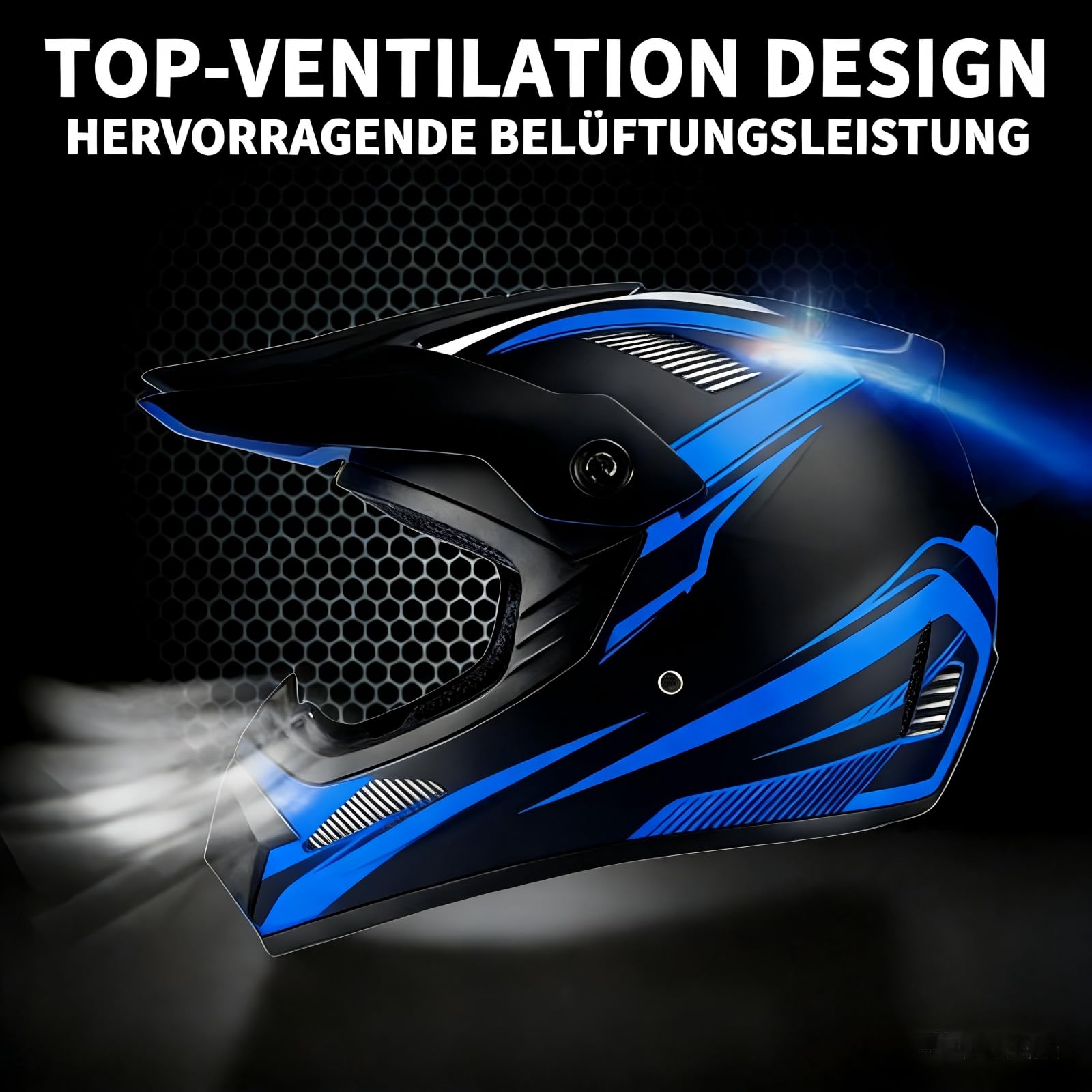 MTB Helm Fullface Kinder, Motocross Fullface MTB Helm Downhill Motorradhelm Kinder mit Handschuhe Maske Brille, Jugend Motorradhelme Inklusive 2 Größen Helmfutter