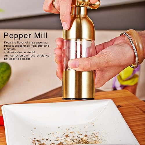 Miniatura 4 de BORDSTRACT Molinillo de pimienta, molinillo de sal y pimienta de acero inoxidable, molinillo de especias de sal ajustable, molinillo de grosor