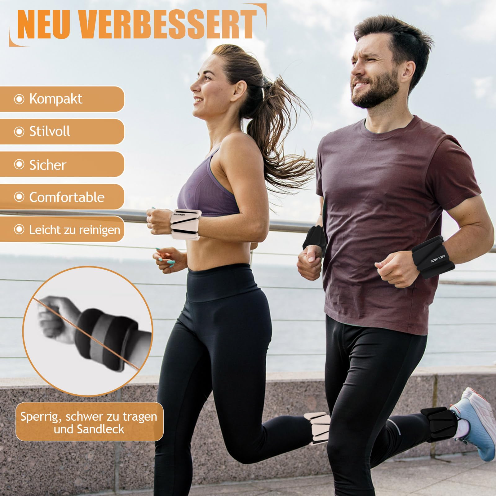BECOJADDE Ankle Weights Set von 2 (Je 0.45kg / 0.9kg) für Frauen Männer Gewichtsmanschetten für Beine und Arme Adjustable Handgelenk Gewichte for Home Pilates Joggen Walking Workout Yoga