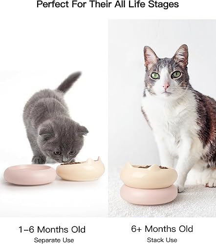 Miniatura 3 de Cuenco para gatos, cuencos de cerámica para gatos y agua, aptos para bigotes, lindos cuencos de comida para gatitos para proteger la columna