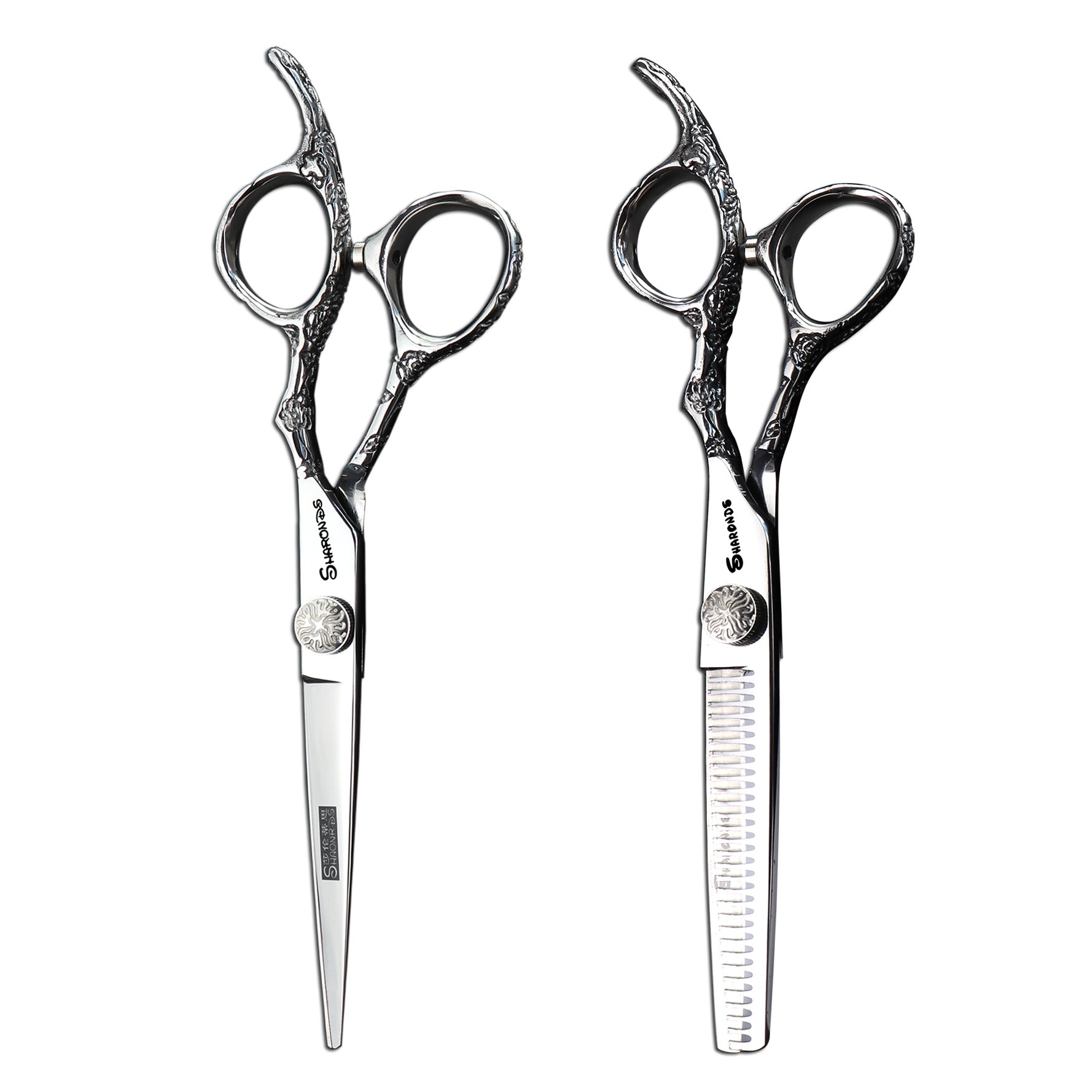 Ciseaux de Coiffure Professionnels à Motif Rose, 6 et 7 Pouces