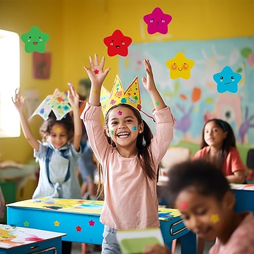 Miniatura 3 de Sontanbao 1260 calcomanías de estrella dorada para recompensas infantiles, 36 diseños de calcomanías de estrellas de aluminio, calcomanías de