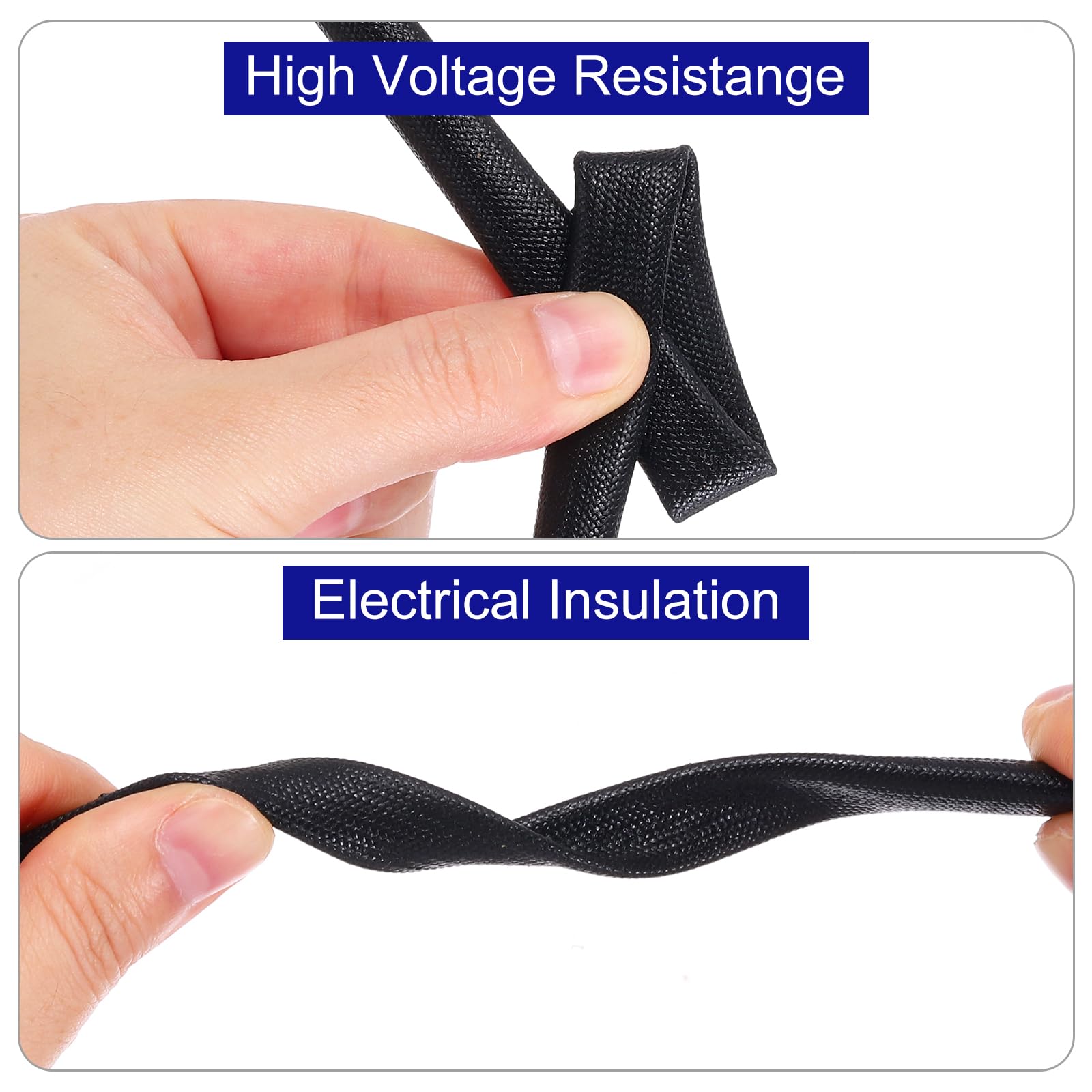 QUARKZMAN 3pz Guaina Antincendio Treccia Isolante Per Cavi, 3.28ft-8mm ID Bianco, Guaina Fibre Vetro Rivestita Silicone Alta Temperatura Per Linee Tubi Automobilistici Cablaggi Elettrici - Foto 8