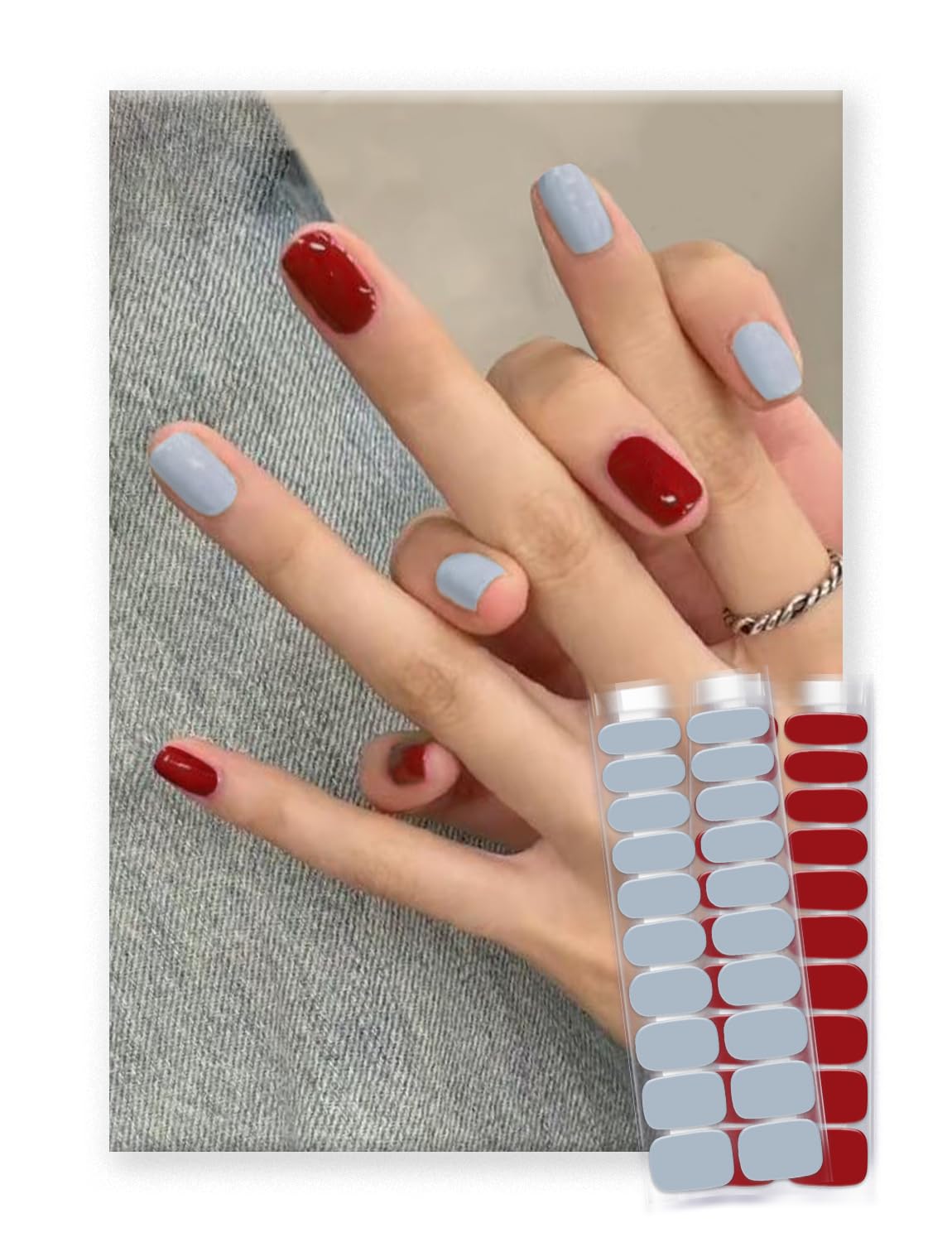 Semi Cured Gel Nail Strips | Built-In Gel Top Coat | UV Light Required | Salon Quality, Easy Application And Removal (Black & nude pink gradient)