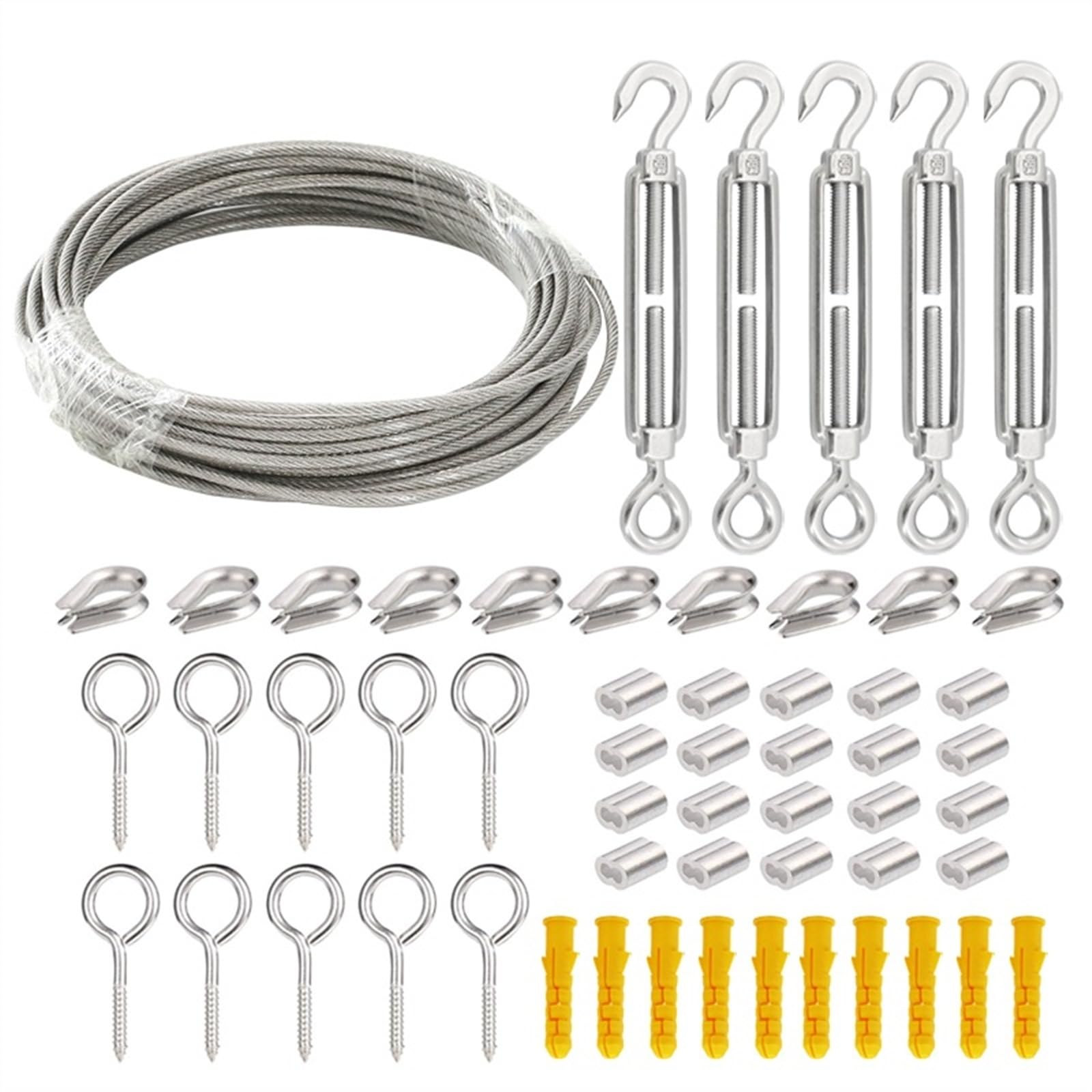 Acero Inoxidable Cuerda De Alambre 56 unids/set 50 metros de acero recubierto de PVC cuerda de alambre Flexible cuerda de alambre suave transparente de acero inoxidable tendedero diámetro 3mm Kit