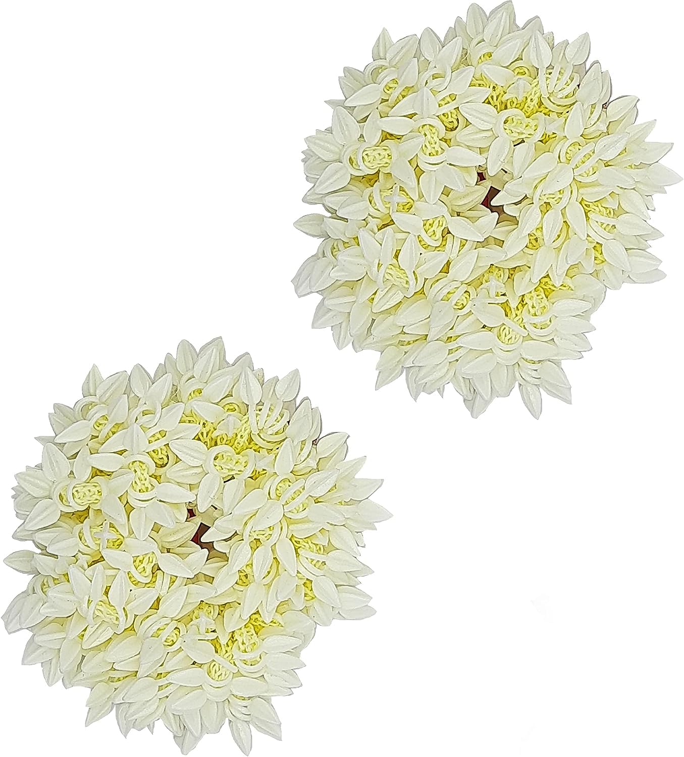 S,S Store Artificial Mogra White Gajra Hair Accessories Gajra Rubber Band for Women (Pack of 2)(White), 2 Count (Pack of 1)