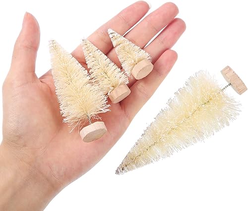 Miniatura 23 de SATINIOR 60 piezas de mini árbol de Navidad artificiales de sisal árboles de nieve, cepillo para botellas, árboles de Navidad, adornos de pinos