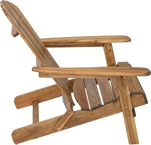 Miniatura 6 de Silla Adirondack plegable de madera de acacia rústica (teñida naturalmente)