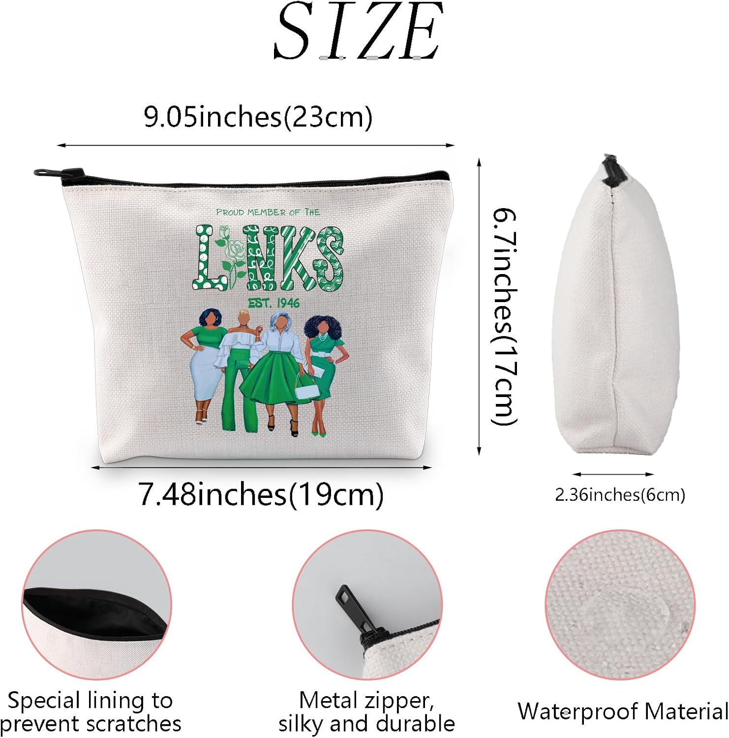 WSNANG Sorority Zipper Makeup Bag Greek Sorority Cosmetic Bag Greek Sorority Paraphernalia Gift Sorority Toiletry Bag (L Sorority bag) - Image 4