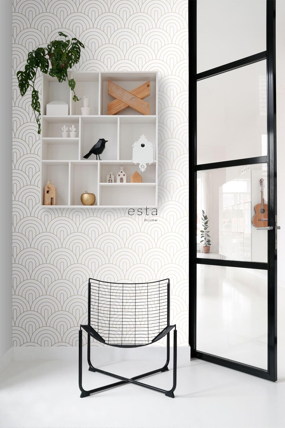 ESTAhome Tapeta motyw art déco białymIzłotym 53 cm x 10.05 m