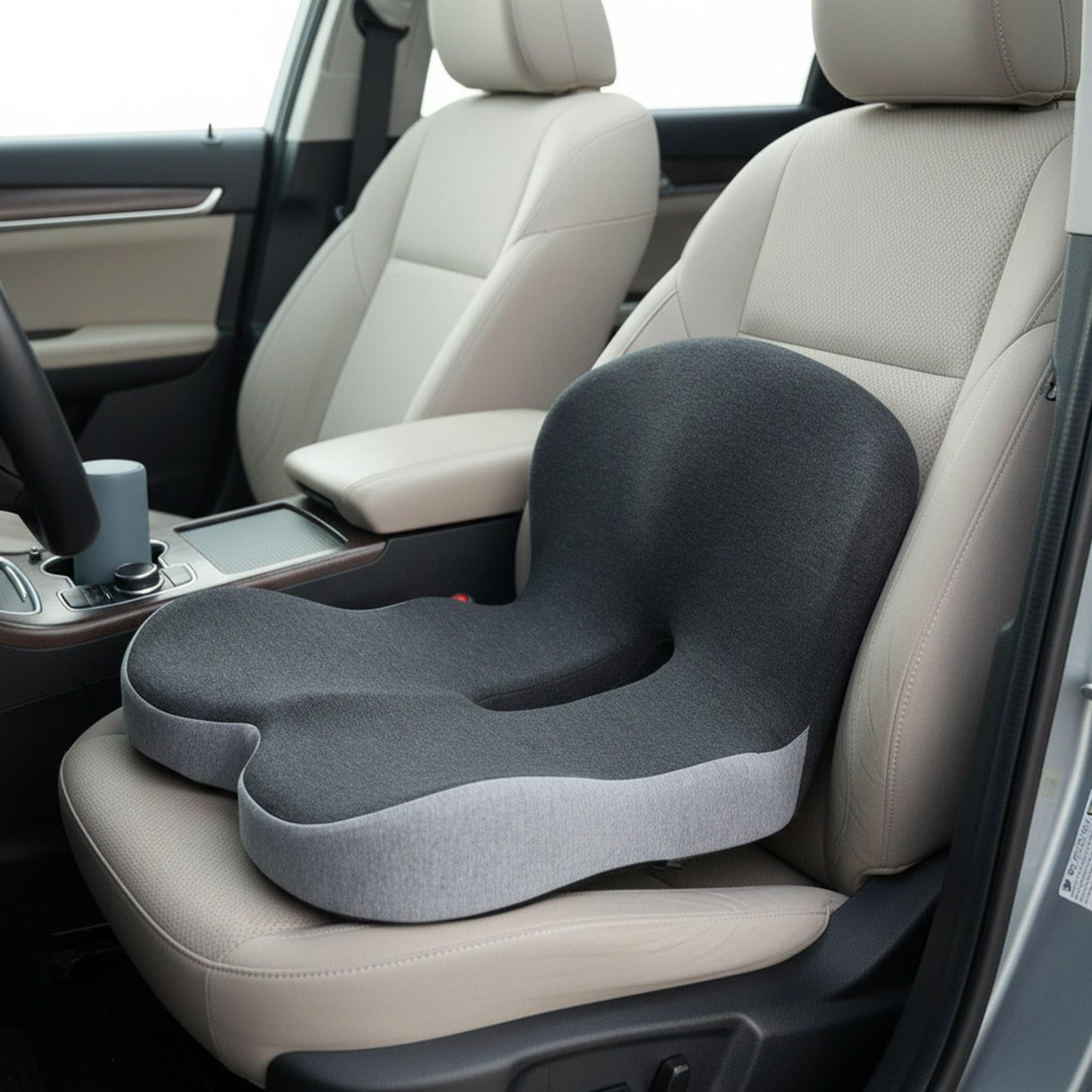 Cuscino Seduta Memory Foam Cuscino Ergonomico Schienale Pad Antiscivolo Copertura Lavabile Traspirante Adatto per Studio Lavoratori, Grigio Scuro Grigio Scuro