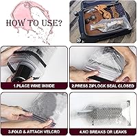 Vista 8 de Bolsa de vino reutilizable – 10 paquetes de protector de viaje para botellas de vidrio de viaje, doble capa de amortiguación de burbujas para avión
