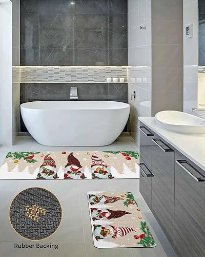 Miniatura 5 de Tapete de baño de Navidad para bañera, antideslizante, de secado rápido y absorbente, tierra de diatomeas, fregadero de cocina, lavable, gnomos de