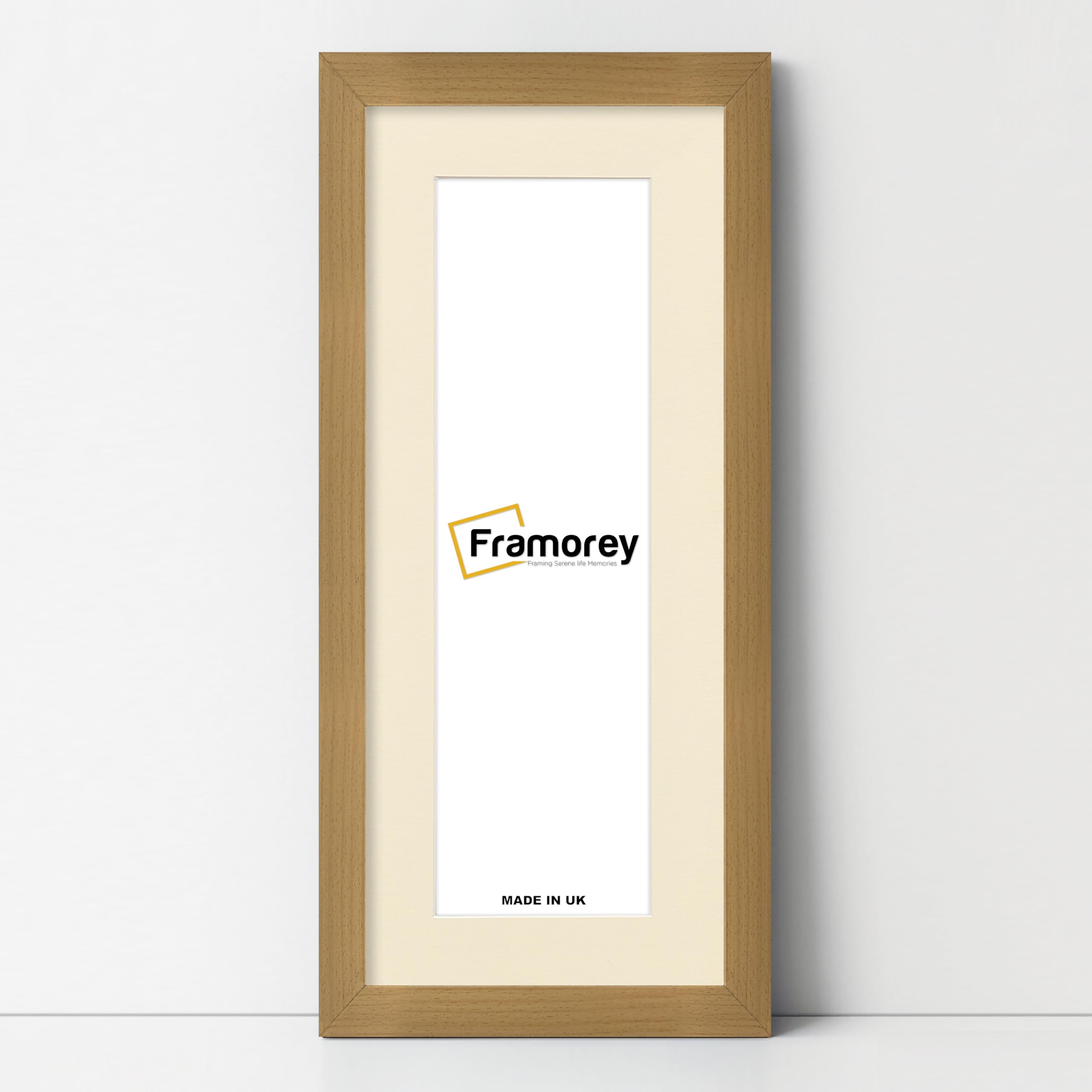 FRAMOREY Panoramic Style, Oxford Flat Wooden Effect Picture Frame, 26x12" Size Beech Photo Frame With 22x8" Size Ivory Mount, Handmade Frame, Wall Art Hanging Frame, Best Home Decor Frames