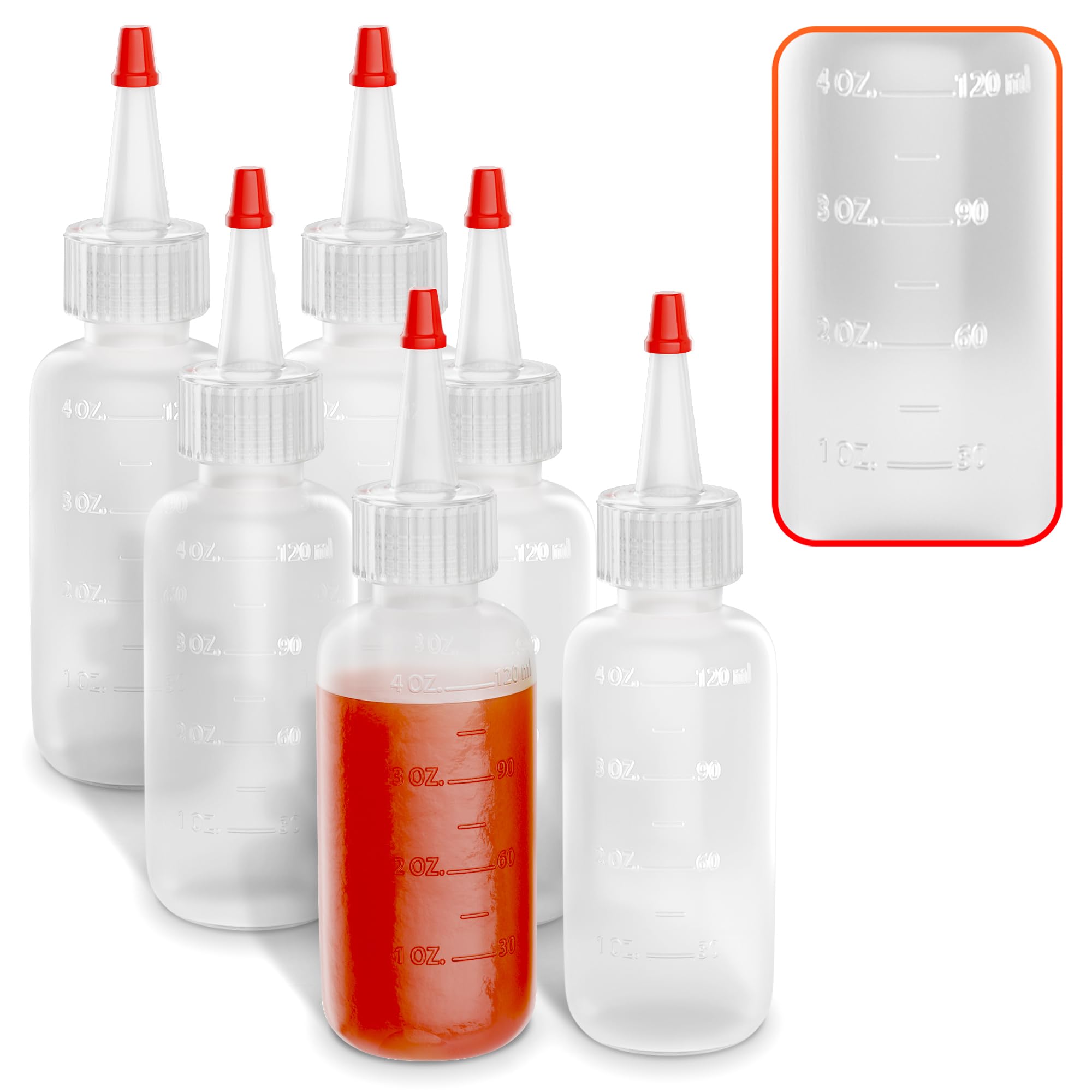 6 Pcs Plastic Squeeze Bottles for Sauces 4 oz (120 ml) - Small Squeeze Bottles for Sauces with Cuttable Tip, Wide Mouth Opening - Versatile for Valentines Cookies Decorating, Condiments, Oils & Crafts
