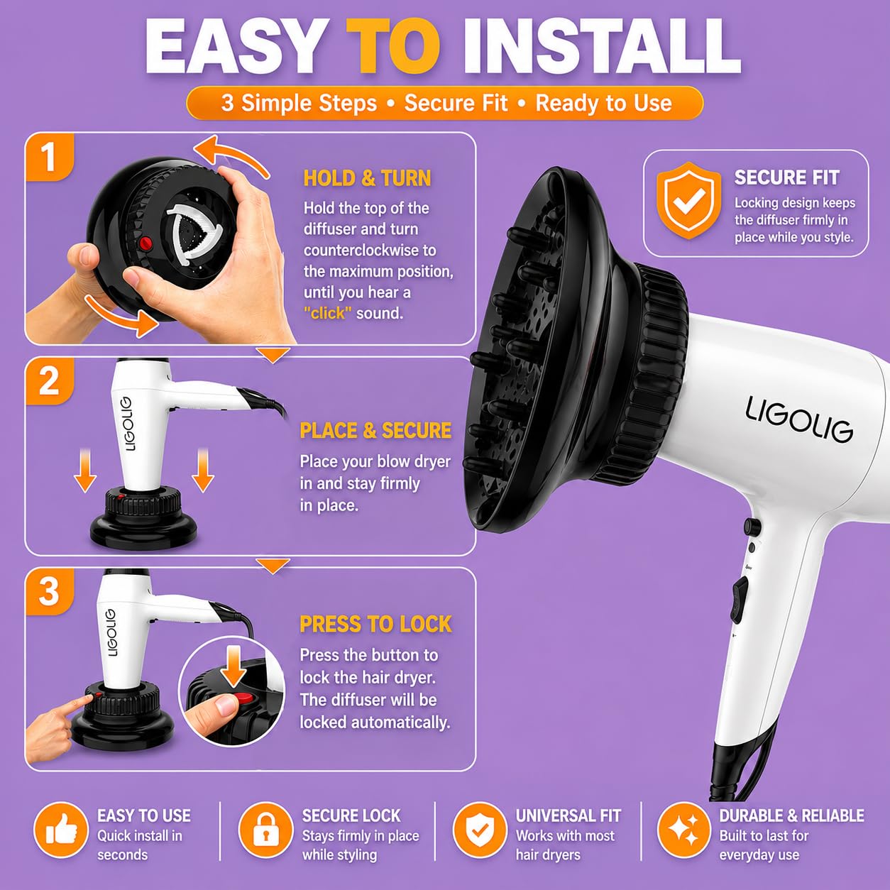 LIGOLIG Hair Diffuser - Define Curls & Waves -4 LIGOLIG Hair Diffuser - Define Curls & Waves -4