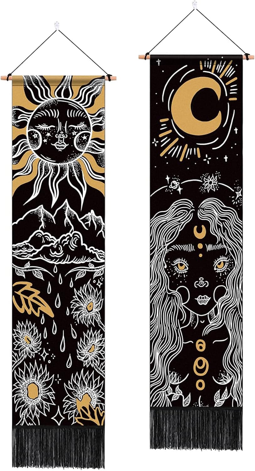 ARTCREATOR 2 Pack Sun and Moon Tapestry Tarot Card Tapestry