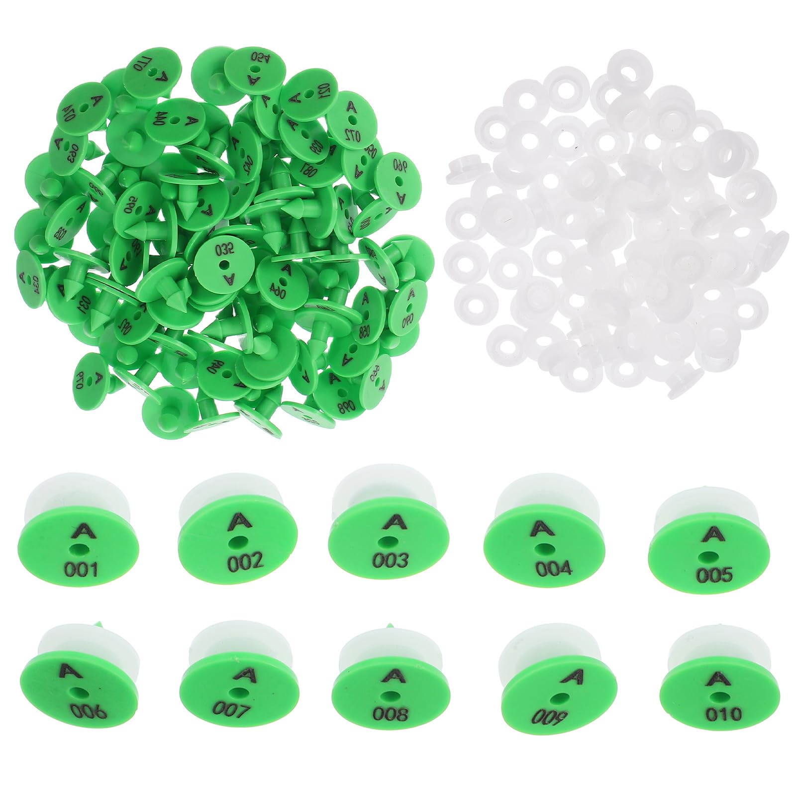 Yardenfun Etichette per Orecchie di Coniglio in Pp Verde 100 Pezzi Facili da per Identificazione e Tracciamento Animali Domestici e Piccoli Animali da Allevamento