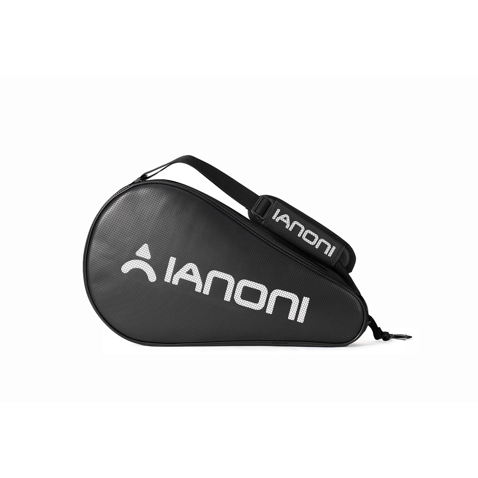 ianoni Black Leather Padel Racket Cover Sling Zipper Padel Tennis Racket Sports Bags