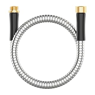 Short Metal Garden Hose 3 ft Connector, Stainless Steel Small Hose Extension Adapter for Hose Reel, Long, Flexible, Lightweight & Heavy Duty Water Pipe, No Kinking Outdoor Water Hose for Yard, 3 Feet - Amazon product rated Grade A