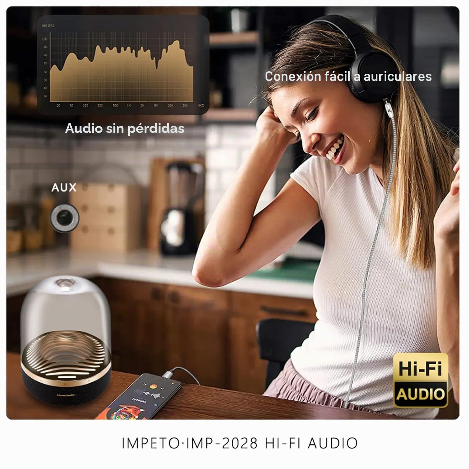Impeto Cable AUX USB C a Jack, Nylon Trenzado Tipo C a 3,5mm Adaptador de Auricular Audio Coche Estéreo Compatible con iPhone serie 15, Huawei P30/P40/P50/P60-1.0m