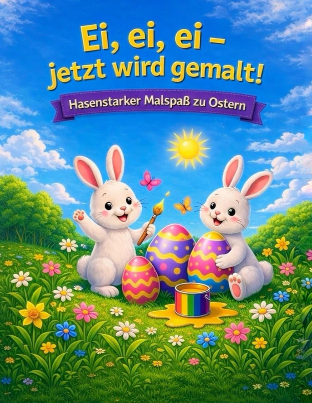 Ei, ei, ei – jetzt wird gemalt! Hasenstarker Malspaß zu Ostern!: Das große Oster Malbuch für Kinder mit lustigen Hasen, Eiern & Frühlingsmotiven
