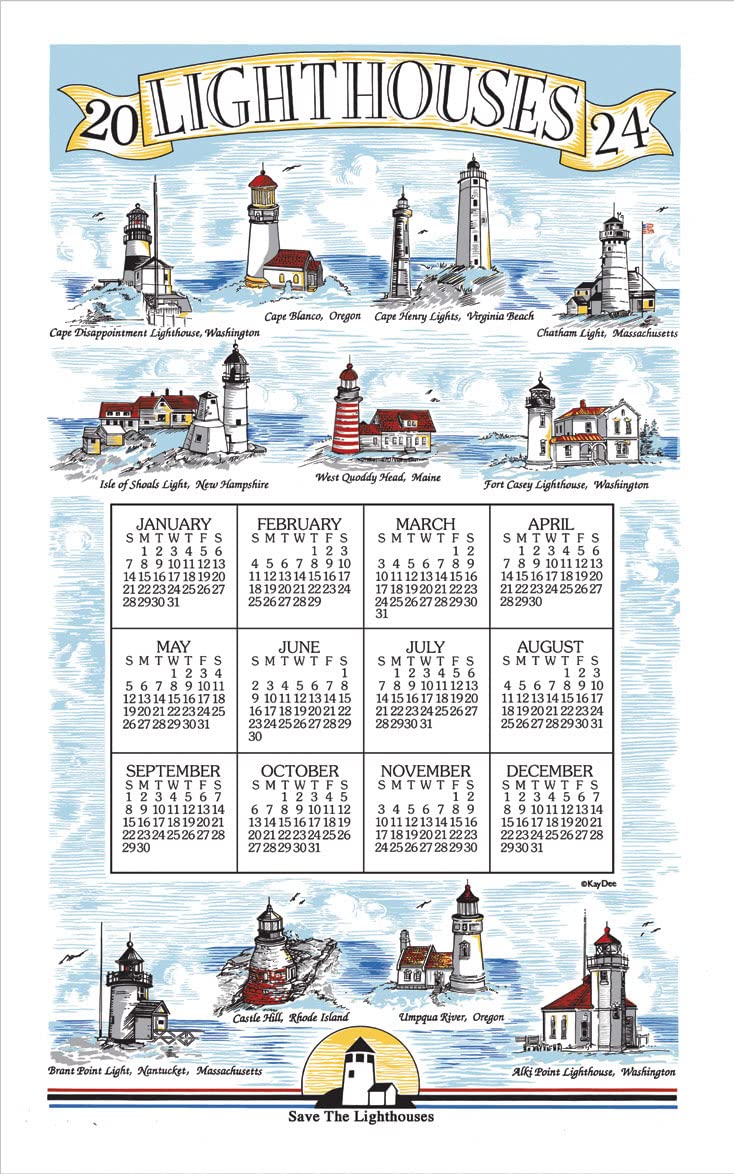 Amazon.com: Kay Dee Designs Lighthouses 2024 Calendar Towel : Home & Kitchen