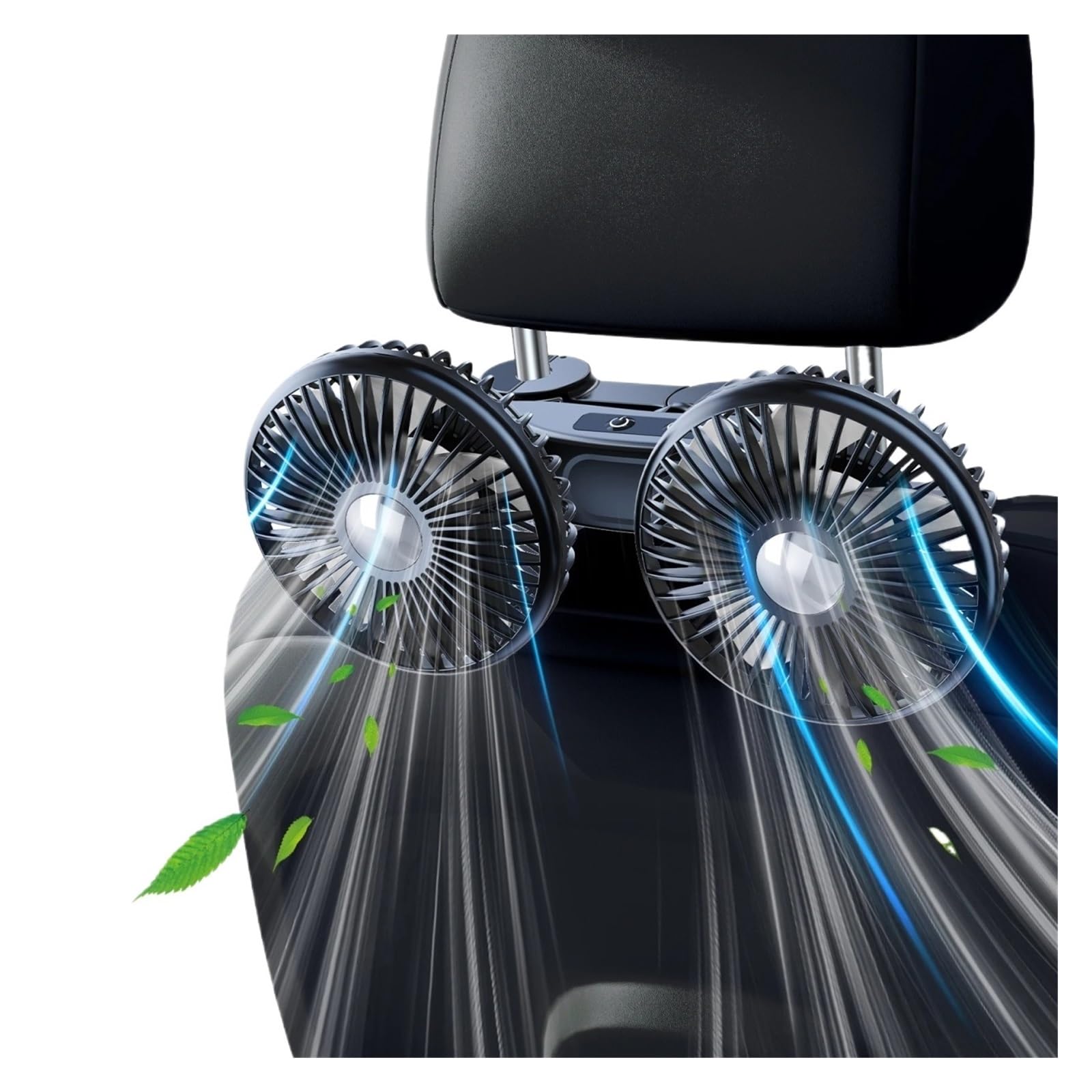 Ventilador Doble Cabeza Giratorio 360 Grados Coche Ventilador Refrigeración Para Verano Enfriador Viento Fuerte Doble Cabezal Batería Eléctrica 2000mAh Con Cargador Cable Largo Dotado(Plug-In Version)
