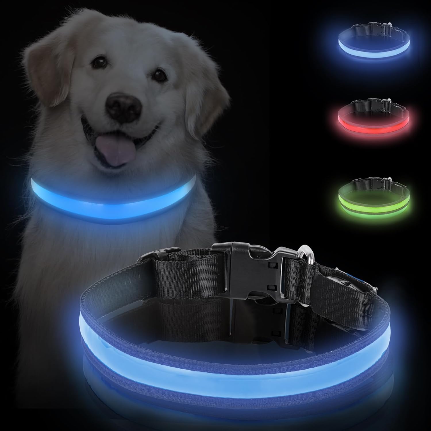 Grsta Light up Dog Collars USB Rechargeable for The Dark, Dog Collar