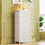 CAIYUN 5 Tiroir Tall Dresser, Dressing pour entrée de chambre Hallway, Tiroir de rangement, Commode De Chambre, Armoire De Rangement, Blanc