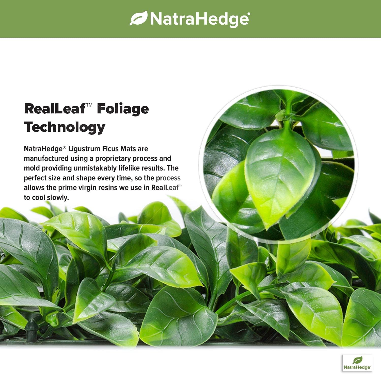 NatraHedge Artificial Ligustrum Ficus Hedge Mat 20"x 20" Panels (12 Pack)