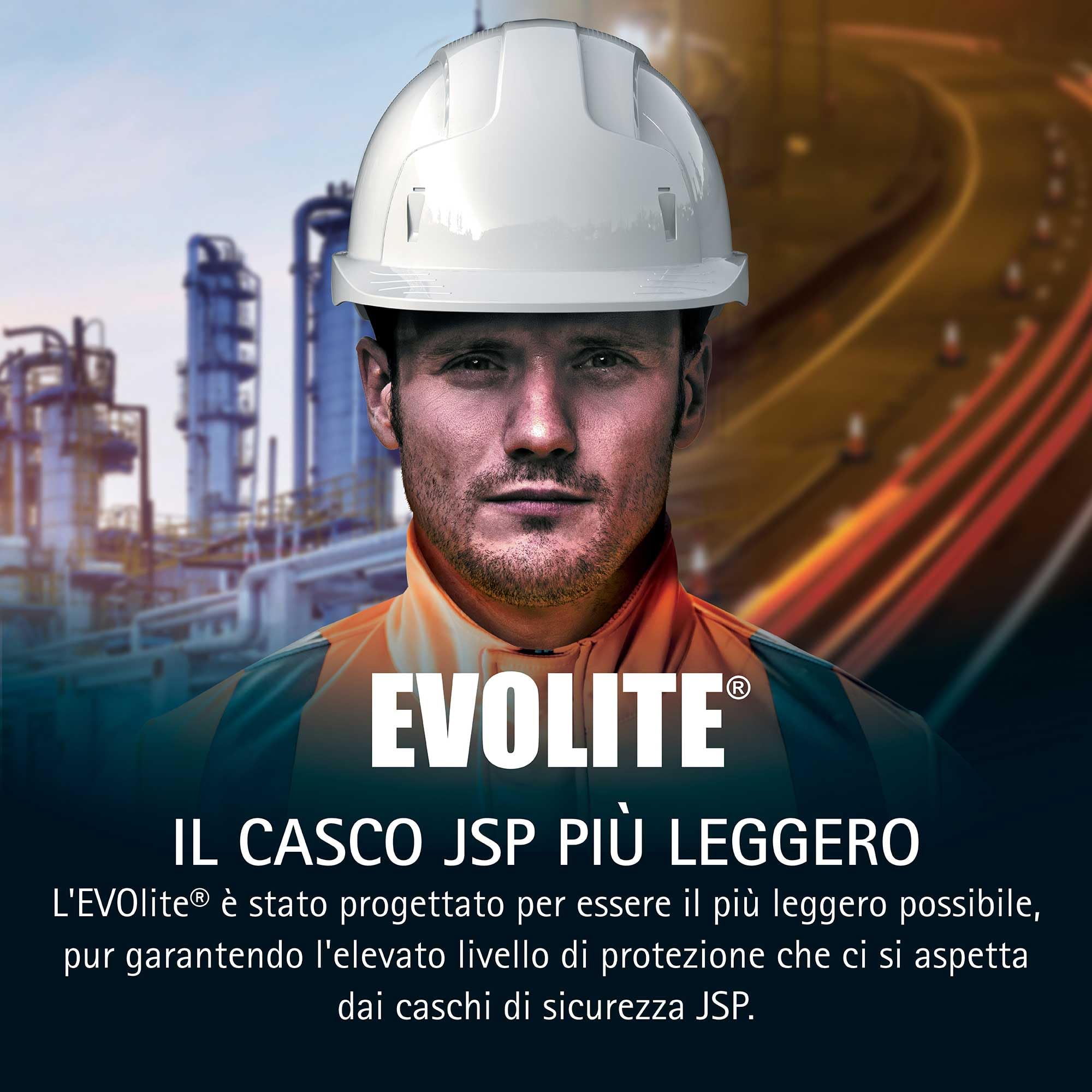 JSP EVOLITE Casco di Sicurezza Leggero CR2 - Regolazione a Rotella - Ventilato - Bianco - Caschetto da Cantiere in HDPE - Per Strade, Ingegneria e Manutenzione - EN 397