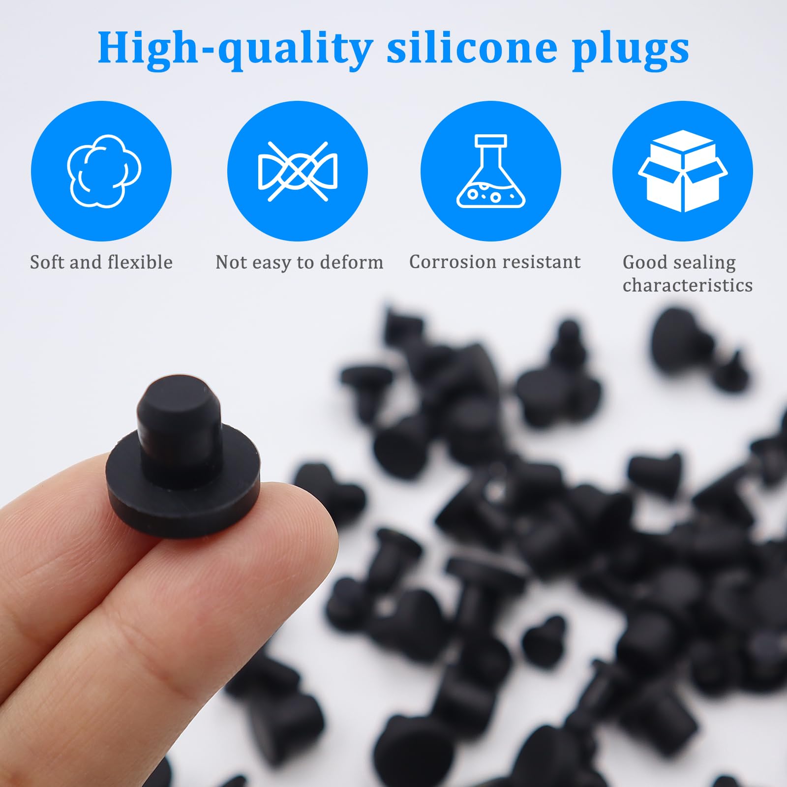 CHmiss Lot de 80 Bouchons en Caoutchouc,Bouchon de Trou en Silicone,Caoutchouc Noir Rond Étanche,Bouchons de Fermeture en Silicone,pour Trous de 4 à 9,5 mm de Diamètre Intérieur CHmiss Lot de 80 Bouchons en Caoutchouc,Bouchon de Trou en Silicone,Caoutchouc Noir Rond Étanche,Bouchons de Fermeture en Silicone,pour Trous de 4 à 9,5 mm de Diamètre Intérieur