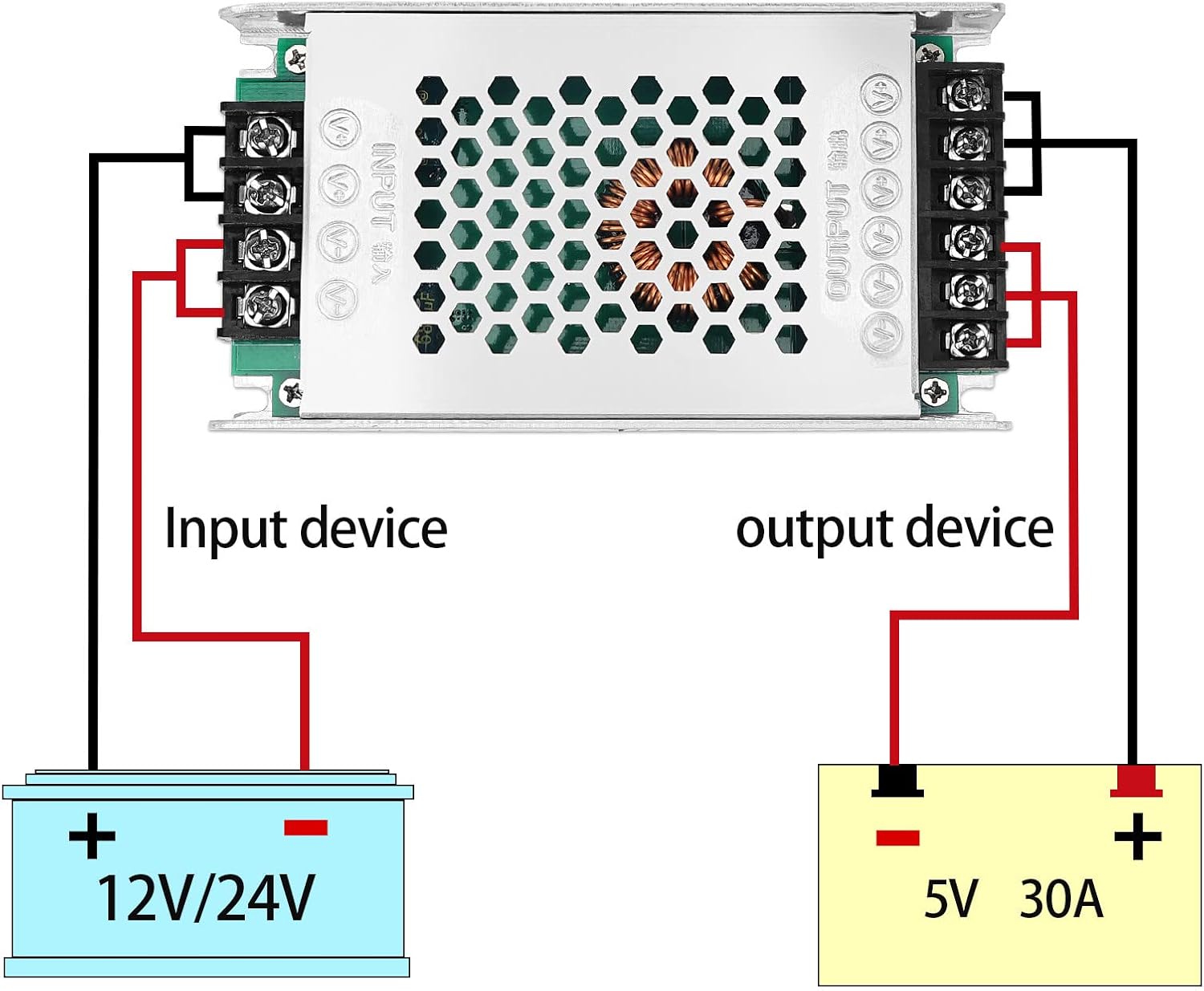 Wiring diagram for the YIPIN HEXHA buck converter