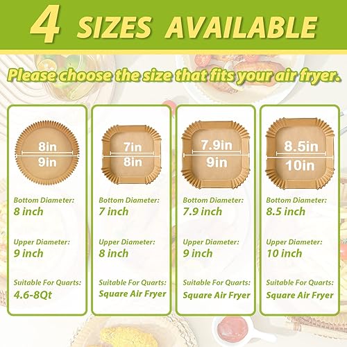 Miniatura 5 de Forro de papel desechable para freidora de aire cuadrado para freidora de aire de 5 a 8 cuartos de galón, 150 piezas de forro de papel grande de 9