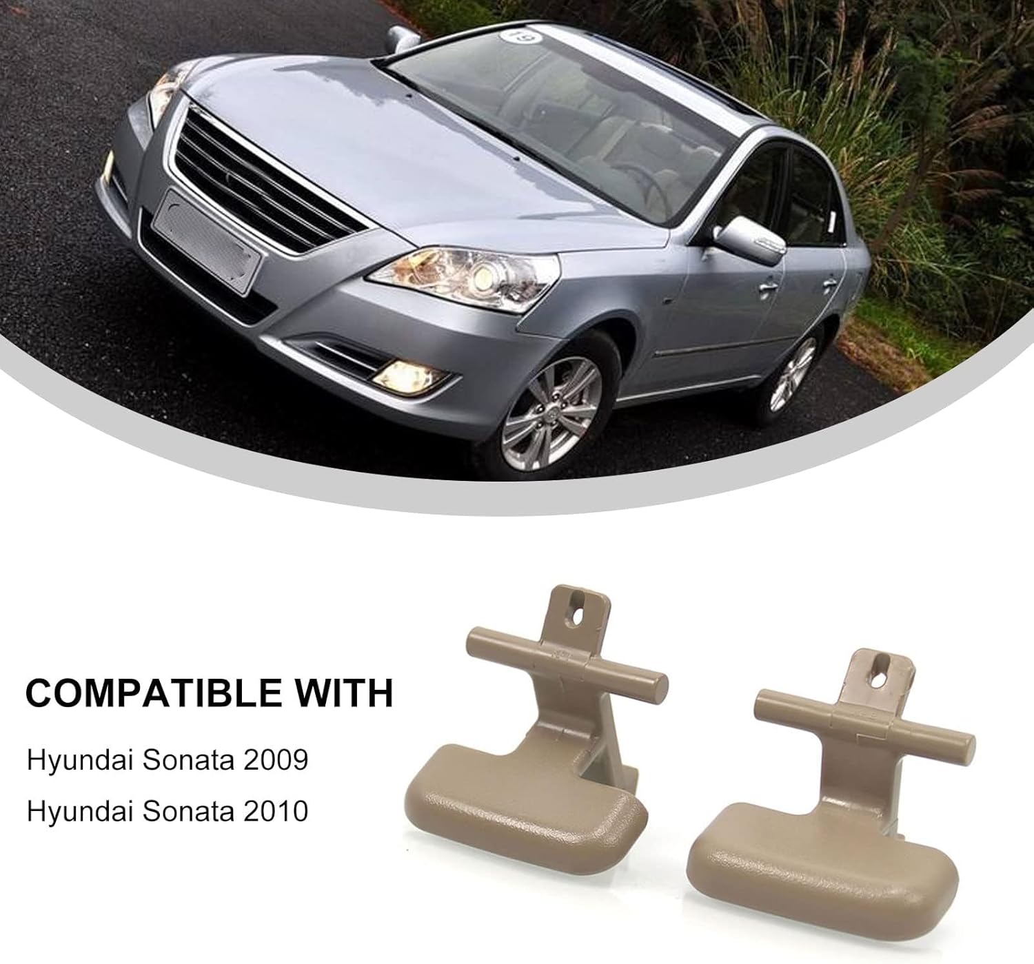 RYANSTAR RACING 2pcs Beige Center Console Armrest Upper & Lower Latch Clip Compatible with Hyundai Sonata 2009-2010 Replace #: 84661-3K000V2