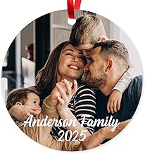 Personalized Christmas Ornaments, Custom Christmas Ornament, Xmas Tree Decor with Photo,Text 2025 Velvet Pouch Included, Round Ornament, Made in USA by Soul Decor