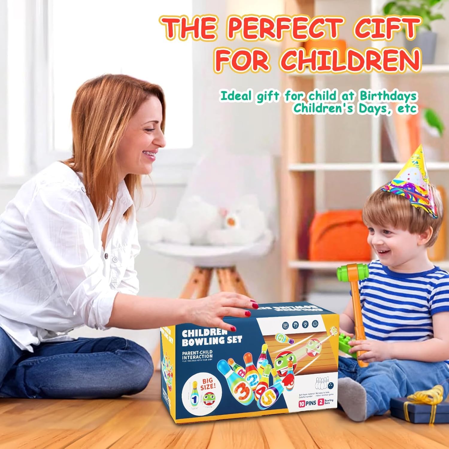 Bowling Enfant,Jeu de quilles pour Enfants,Jouets Montessori,10 Quilles Colorées + 2 Balles en Mousse,Idée Cadeau pour Garçons et Filles (à partir de 3 Ans)