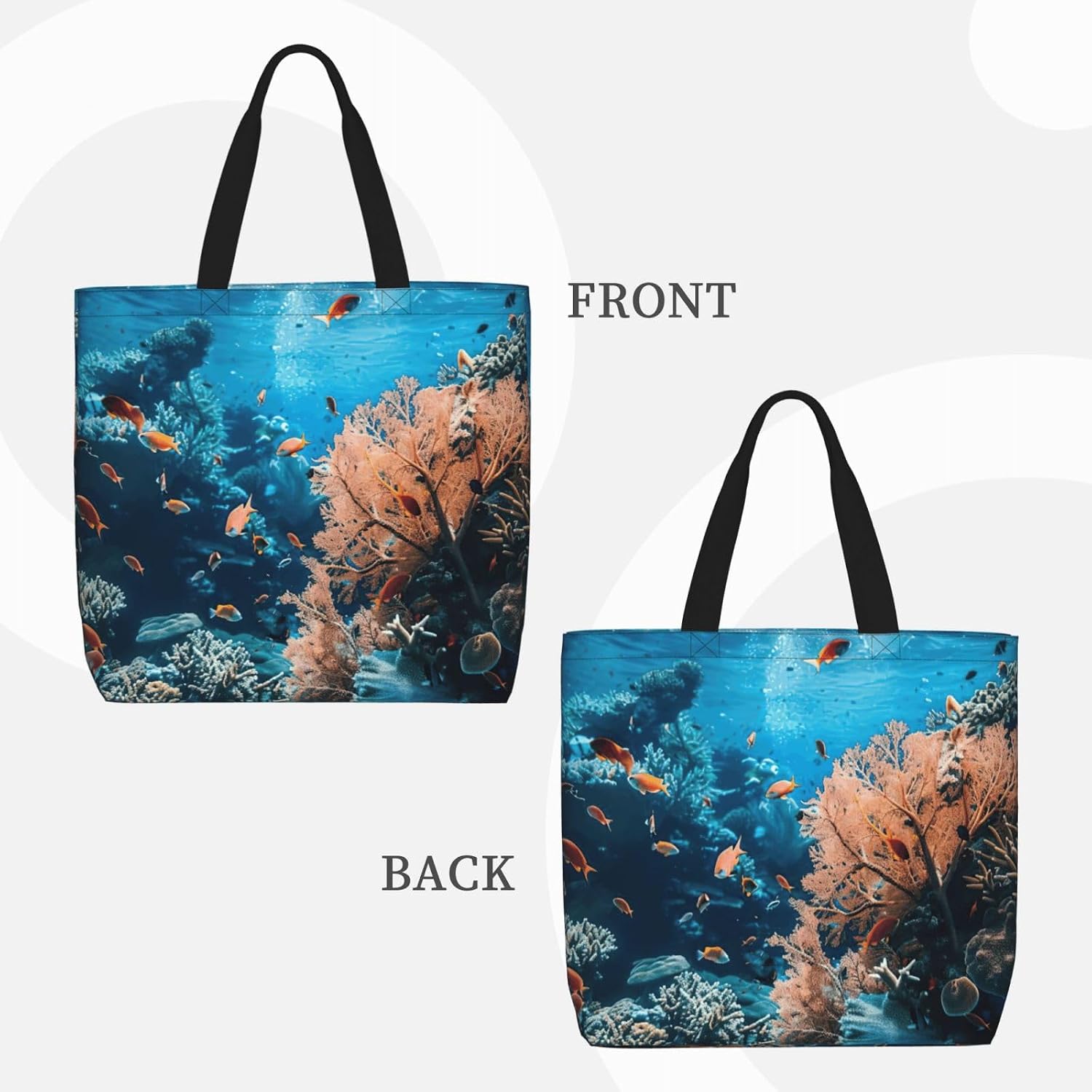 Coral Reef Print Eco-Friendly Tote Lightweight Grocery Bag Daily Commuting Travel Beach Gym Use