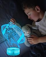 Vista 4 de Attivolife Luz nocturna de jugador de fútbol americano para niños, lámpara LED de ilusión de rugby 3D, 16 colores cambiantes con control remoto