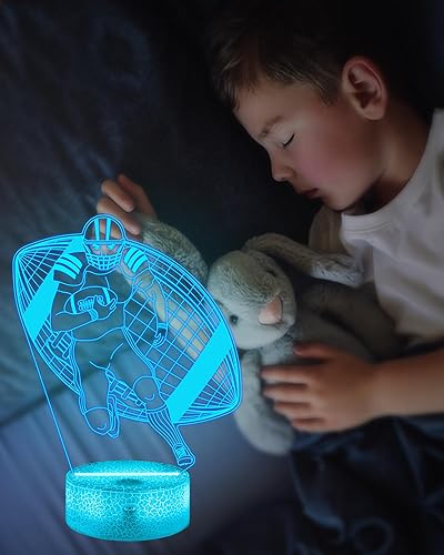 Miniatura 4 de Attivolife Luz nocturna de jugador de fútbol para niños, lámpara LED de ilusión de rugby 3D, 16 colores cambiantes con control remoto y táctil, la