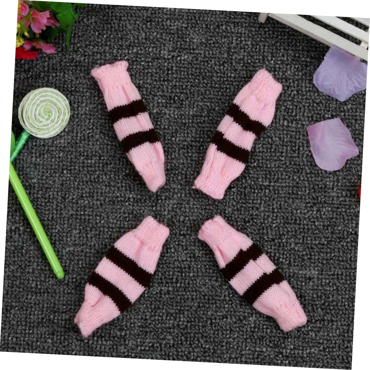 INOOMP Knitted Dog Winter Scarf Hat Set Large Dog Warm Coat Pet Festival Strpe Clothes Cold Weather Accessories